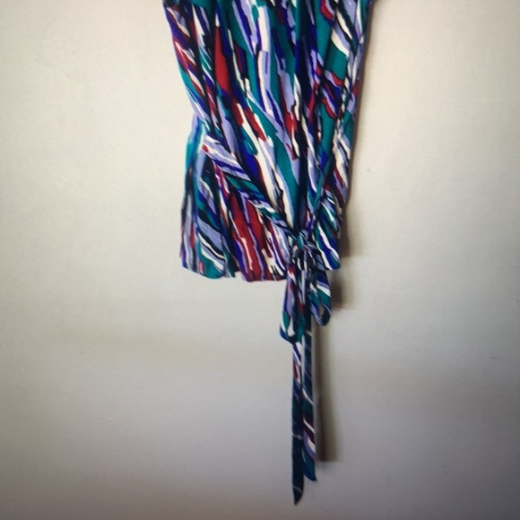 RODEBJER Wrap Bow Sleeveless Blouse JEWEL tones, IVORY & BLACK US L EUC - Picture 9 of 15